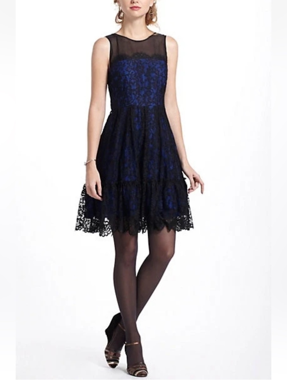 Anthropologie Moulinette Souers Women's Size 0 Black Sapphire Lace Dress